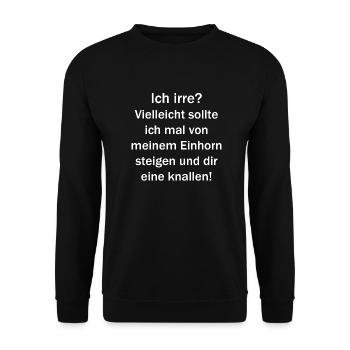 ich irre? - Unisex Pullover - Schwarz - Vorne - Alina (178cm) & Michal (187cm)