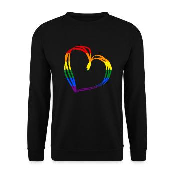LGBTQ Pride Flag LOVE Lesbian heart - Unisex Sweatshirt - black - Front - Alina (178cm) & Michal (187cm)