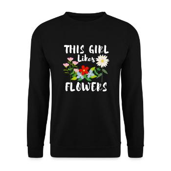 Mädchen mag Blumen Gärtner Natur Florist - Unisex Pullover - Schwarz - Vorne - Alina (178cm) & Michal (187cm)