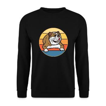Bulldog Dog Breed Vintage Retro Sunset - Sweat-shirt Unisexe - noir - Devant - Alina (178cm) & Michal (187cm)
