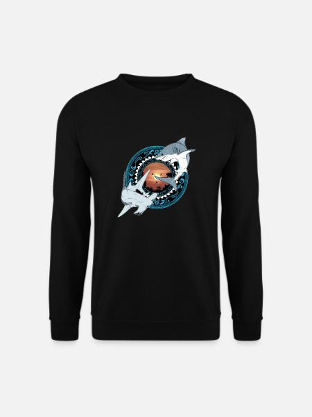 Hammerhai Weißer Hai Hawaiianisch - Unisex Pullover - Schwarz
