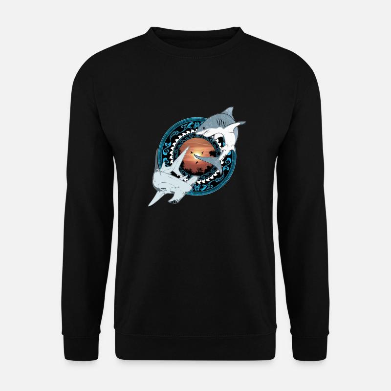 Hammerhead Great White Shark Hawaiian - Unisex Sweatshirt - black