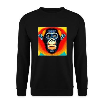 Illustration of a portrait of a chimpanzee - Unisex Sweatshirt - black - Front - Alina (178cm) & Michal (187cm)