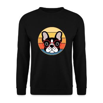 French Bulldog Dog Breed Vintage Retro Sunset - Unisex Sweatshirt - black - Front - Alina (178cm) & Michal (187cm)