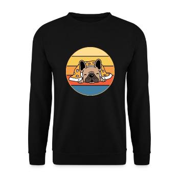 French Bulldog Dog Breed Vintage Retro Sunset - Unisex Sweatshirt - black - Front - Alina (178cm) & Michal (187cm)