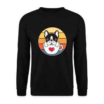 French Bulldog Dog Breed Vintage Retro Sunset - Unisex Sweatshirt - black - Front - Alina (178cm) & Michal (187cm)