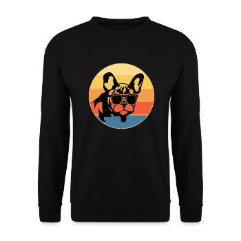 French Bulldog Dog Breed Vintage Retro Sunset - Unisex Sweatshirt - black - Front - Alina (178cm) & Michal (187cm)