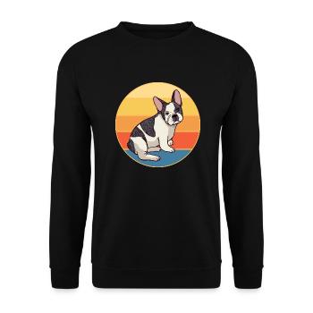 Bouledogue Français Chien Race Vintage Rétro Coucher de soleil - Sweat-shirt Unisexe - noir - Devant - Alina (178cm) & Michal (187cm)