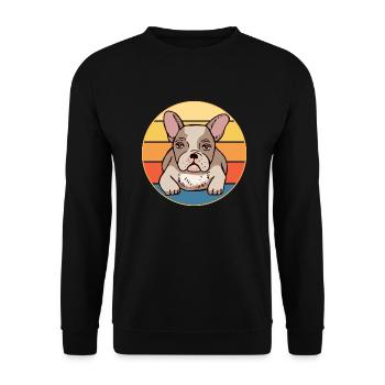 French Bulldog Dog Breed Vintage Retro Sunset - Unisex Sweatshirt - black - Front - Alina (178cm) & Michal (187cm)