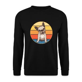 French Bulldog Dog Breed Vintage Retro Sunset - Unisex Sweatshirt - black - Front - Alina (178cm) & Michal (187cm)