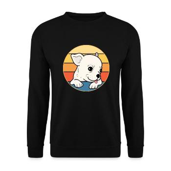 Mignon Chihuahua Dog Breed Vintage Retro Sunset - Sweat-shirt Unisexe - noir - Devant - Alina (178cm) & Michal (187cm)