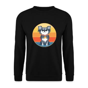 Mignon Chihuahua Dog Breed Vintage Retro Sunset - Sweat-shirt Unisexe - noir - Devant - Alina (178cm) & Michal (187cm)