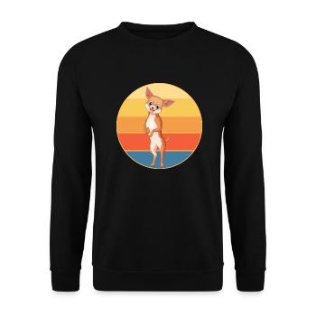 Mignon Chihuahua Dog Breed Vintage Retro Sunset - Sweat-shirt Unisexe - noir - Devant - Alina (178cm) & Michal (187cm)