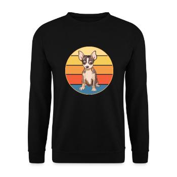 Mignon Chihuahua Dog Breed Vintage Retro Sunset - Sweat-shirt Unisexe - noir - Devant - Alina (178cm) & Michal (187cm)