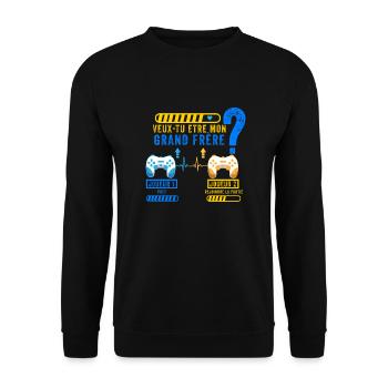 Je Vais Être Grand Frère 2022 Gamer Cadeau Humour - Sweat-shirt Unisexe - noir - Devant - Alina (178cm) & Michal (187cm)