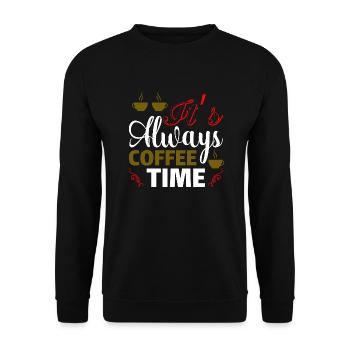 C’est toujours l’heure du café - Sweat-shirt Unisexe - noir - Devant - Alina (178cm) & Michal (187cm)