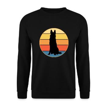 Berger Allemand Race Vintage Rétro Coucher de Soleil - Sweat-shirt Unisexe - noir - Devant - Alina (178cm) & Michal (187cm)