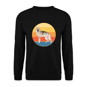 German Shepherd Dog Breed Vintage Retro Sunset - Unisex Sweatshirt - black - Front - Alina (178cm) & Michal (187cm)