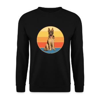 Berger Allemand Race Vintage Rétro Coucher de Soleil - Sweat-shirt Unisexe - noir - Devant - Alina (178cm) & Michal (187cm)