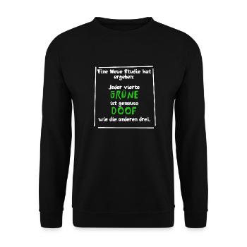 Jeder 4. Grüne ist genauso doof wie die anderen 3 - Unisex Pullover - Schwarz - Vorne - Alina (178cm) & Michal (187cm)