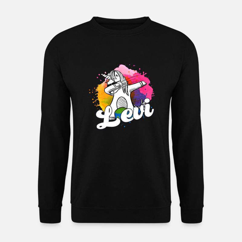 LEVI - Schöner Jungen Name mit Coolem Einhorn - Unisex Pullover - Schwarz