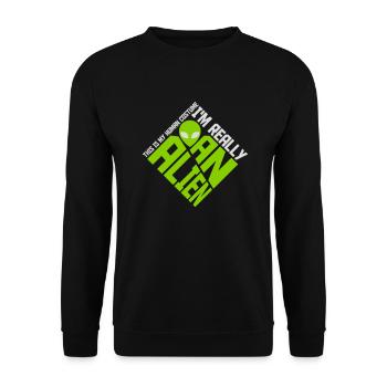 Citation extraterrestre de costume humain - Sweat-shirt Unisexe - noir - Devant - Alina (178cm) & Michal (187cm)