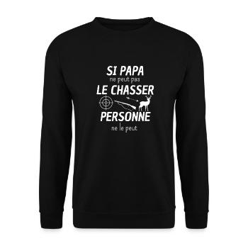 Idée cadeau pour papa super papa. papa chasseur. - Sweat-shirt Unisexe - noir - Devant - Alina (178cm) & Michal (187cm)