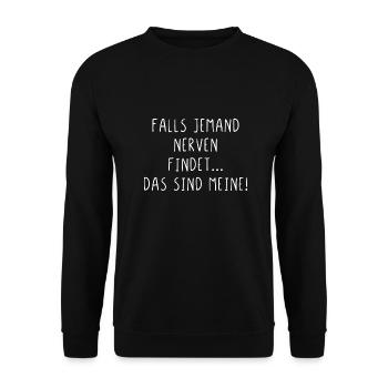Falls jemand Nerven findet das sind meine - Unisex Pullover - Schwarz - Vorne - Alina (178cm) & Michal (187cm)
