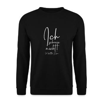 Ich schreie nicht ich bestelle Essen - Unisex Pullover - Schwarz - Vorne - Alina (178cm) & Michal (187cm)