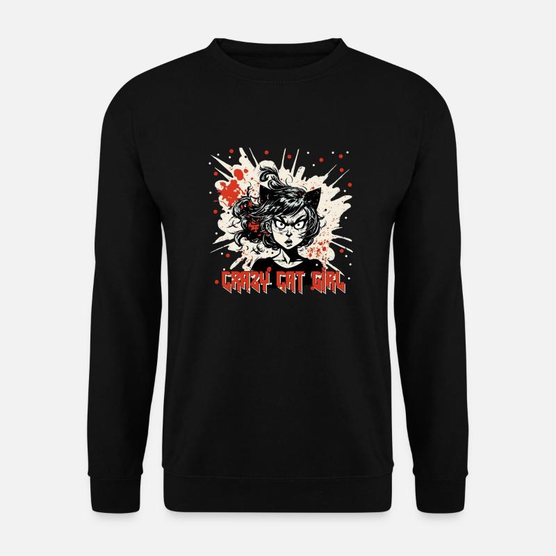 Polkatrash Crasy Katzenmädchen - Unisex Pullover - Schwarz