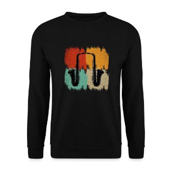 Saxophone rétro - Sweat-shirt Unisexe - noir - Devant - Alina (178cm) & Michal (187cm)