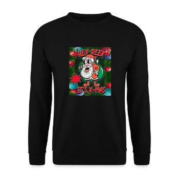 Christmas Outfit - Hey Deer It's X-Mas - Unisex Sweatshirt - black - Front - Alina (178cm) & Michal (187cm)