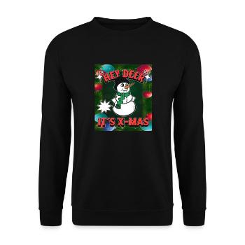 Tenue de Noël - Hey Deer It’s X-Mas - Schneeman - Sweat-shirt Unisexe - noir - Devant - Alina (178cm) & Michal (187cm)