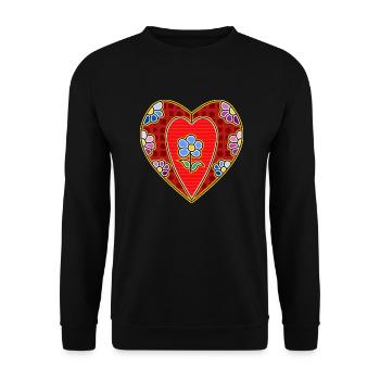 Herz - Unisex Pullover - Schwarz - Vorne - Alina (178cm) & Michal (187cm)