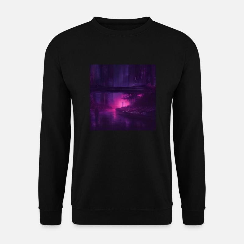 Retrowave Synthwave Future City 80s Design - Unisex Pullover - Schwarz