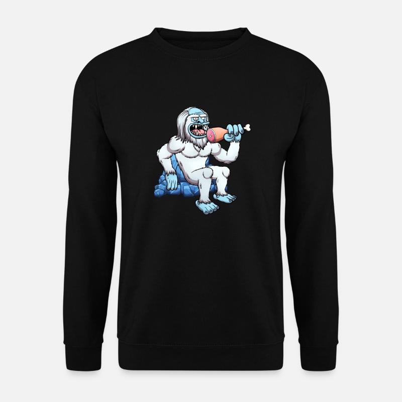 Yeti mangeant de la viande - Sweat-shirt Unisexe - noir