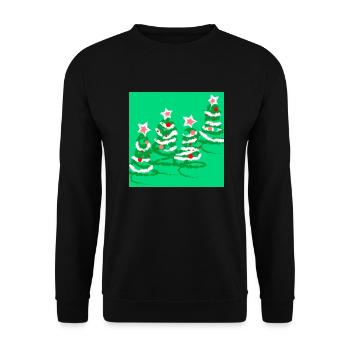 Weihnachtsbäume - Unisex Pullover - Schwarz - Vorne - Alina (178cm) & Michal (187cm)