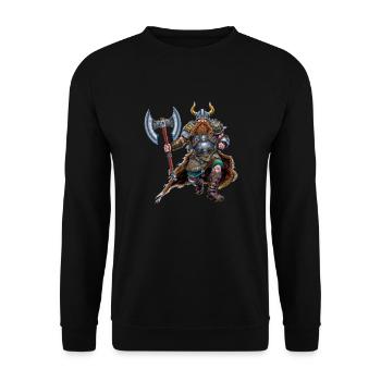 Wikinger ziehen in die Schlacht - Unisex Pullover - Schwarz - Vorne - Alina (178cm) & Michal (187cm)