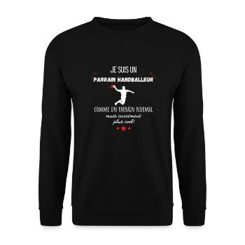 parrain handballeur cool - Sweat-shirt Unisexe - noir - Devant - Alina (178cm) & Michal (187cm)