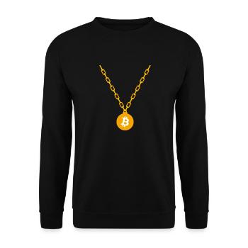 Bitcoin Kette - Unisex Pullover - Schwarz - Vorne - Alina (178cm) & Michal (187cm)