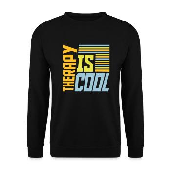 therapy is cool Zitat - Unisex Pullover - Schwarz - Vorne - Alina (178cm) & Michal (187cm)