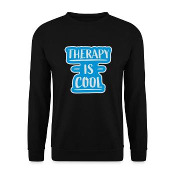 therapy is cool Zitat - Unisex Pullover - Schwarz - Vorne - Alina (178cm) & Michal (187cm)