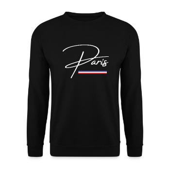 Paris Geschenkidee - Unisex Pullover - Schwarz - Vorne - Alina (178cm) & Michal (187cm)