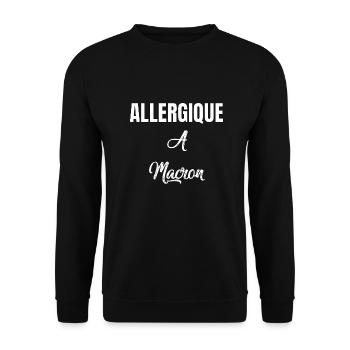 Allergique à Macron - Sweat-shirt Unisexe - noir - Devant - Alina (178cm) & Michal (187cm)