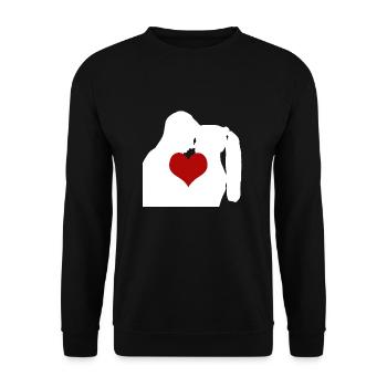 men women love - Unisex Pullover - Schwarz - Vorne - Alina (178cm) & Michal (187cm)