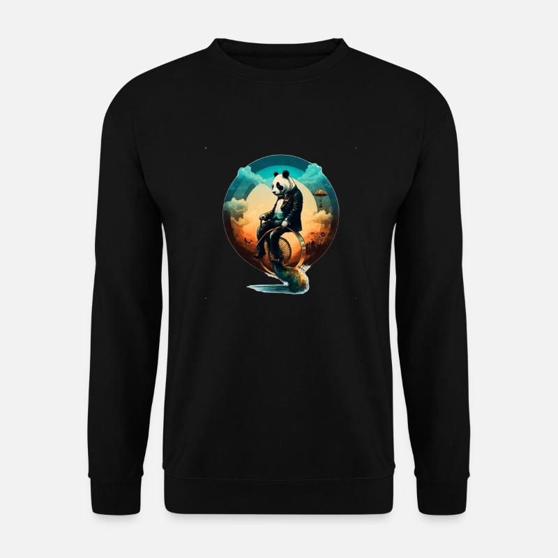 Panda on a unicycle - Unisex Sweatshirt - black