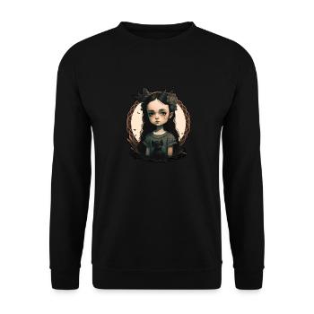 Fille avec chat - Sweat-shirt Unisexe - noir - Devant - Alina (178cm) & Michal (187cm)