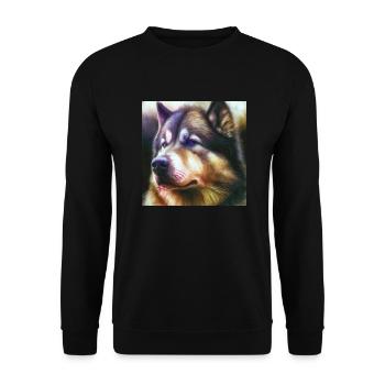 Alaskan Malamute Dog Portrait Dog Sled Dog - Unisex Sweatshirt - black - Front - Alina (178cm) & Michal (187cm)