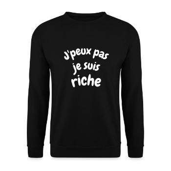 je peux pas je suis riche - Sweat-shirt Unisexe - noir - Devant - Alina (178cm) & Michal (187cm)