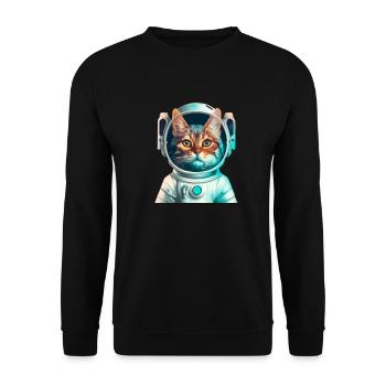 space cat - Unisex Pullover - Schwarz - Vorne - Alina (178cm) & Michal (187cm)